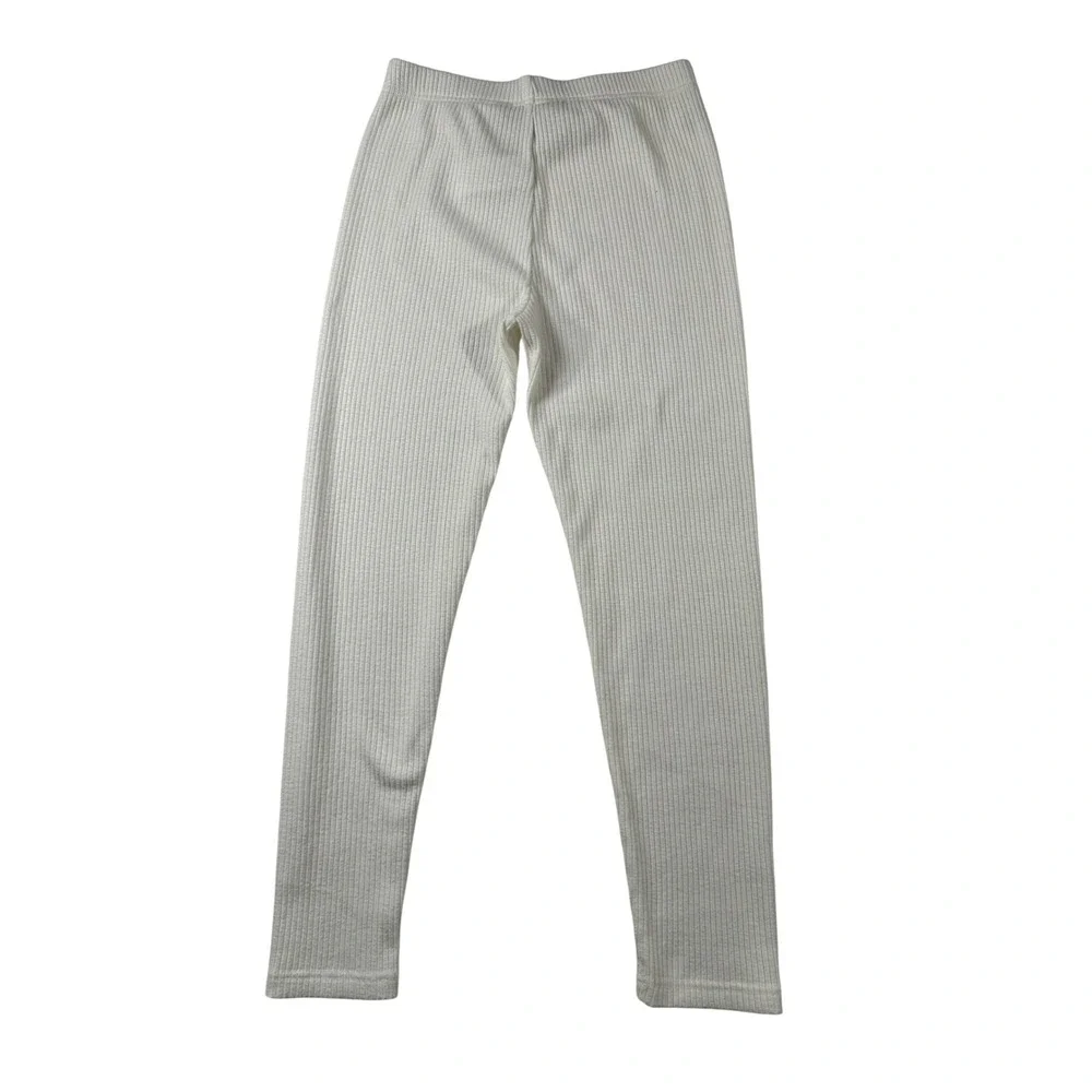 Polo Ralph Lauren Girls‎ Ribbed Knit Leggings Cream White Size L 12-14 Pony Logo